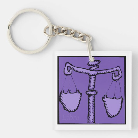 占星術〔占星術の〕十二宮図リブラサイン誕生日2面K キーホルダー (正面)