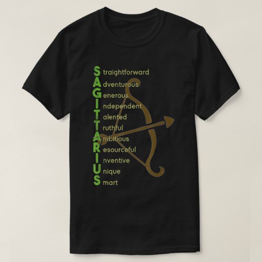 占星術〔占星術の〕十二宮図標識射手座 Tシャツ (デザイン正面)