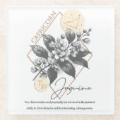 占星術/山羊座〔占星術の〕十二宮図サインフラワージャスミン ガラスコースター (正面)