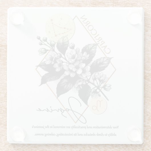 占星術/山羊座〔占星術の〕十二宮図サインフラワージャスミン ガラスコースター (裏面)