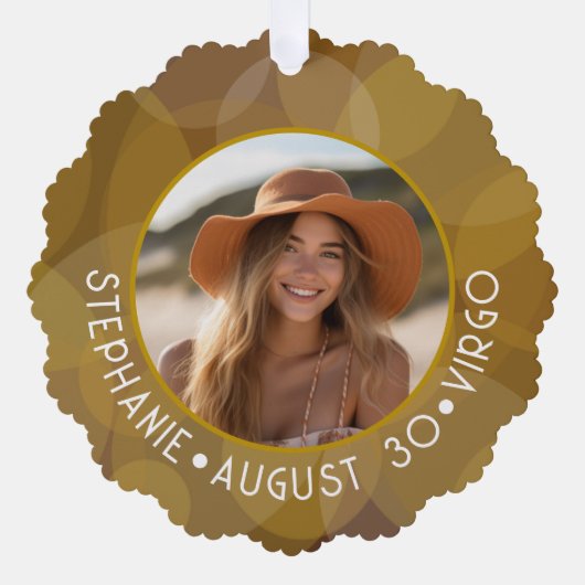 占星術《星座》乙女座〔占星術の〕十二宮図サイン写真カスタム誕生日 オーナメントカード (正面)