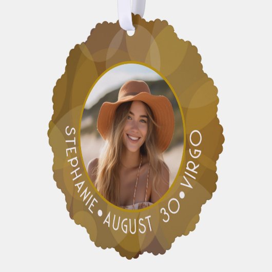 占星術《星座》乙女座〔占星術の〕十二宮図サイン写真カスタム誕生日 オーナメントカード (左)
