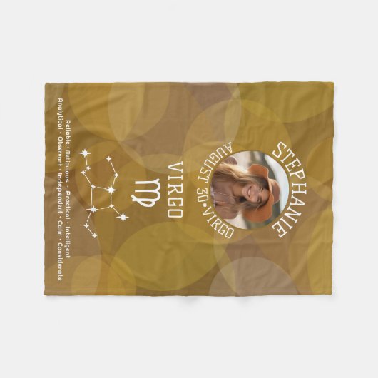 占星術《星座》乙女座〔占星術の〕十二宮図サイン写真カスタム誕生日 フリースブランケット (正面(横))