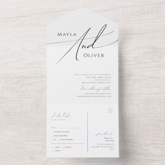 印お洒落ミニマル印と送カジュアル信 オールインワン招待状 (内側)