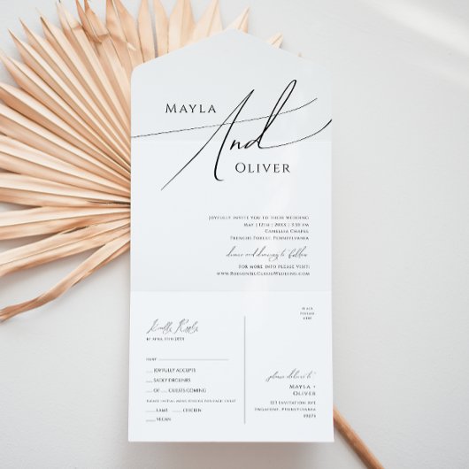 印お洒落ミニマル印と送カジュアル信 オールインワン招待状