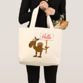 印のバッグを持つラクダ ラージトートバッグ (正面(商品))