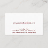 印の店の不動産業者の店の前部ビジネスC 名刺 (裏面)