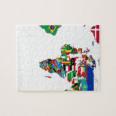 印を付けられた世界-世界の旗の地図 ジグソーパズル (横)