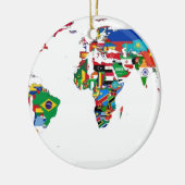 印を付けられた世界-世界の旗の地図 セラミックオーナメント (左)