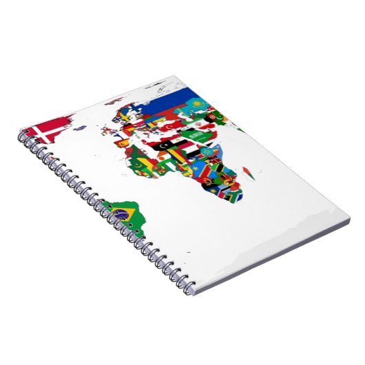 印を付けられた世界-世界の旗の地図 ノートブック (右側)