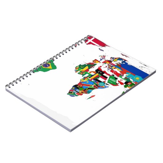 印を付けられた世界-世界の旗の地図 ノートブック (左側)