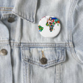 印を付けられた世界-世界の旗の地図 缶バッジ (インサイチュ)