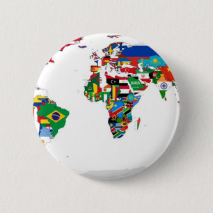 印を付けられた世界-世界の旗の地図 缶バッジ