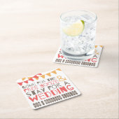 印を付けられた酒宴及び結婚式の保存日付のコースター スクエアペーパーコースター (インサイチュ)