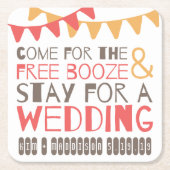 印を付けられた酒宴及び結婚式の保存日付のコースター スクエアペーパーコースター (正面)