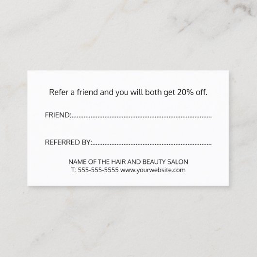 印エレガント刷クラフトフェイク金ゴールドハート美しいサロン 紹介カード (裏面)