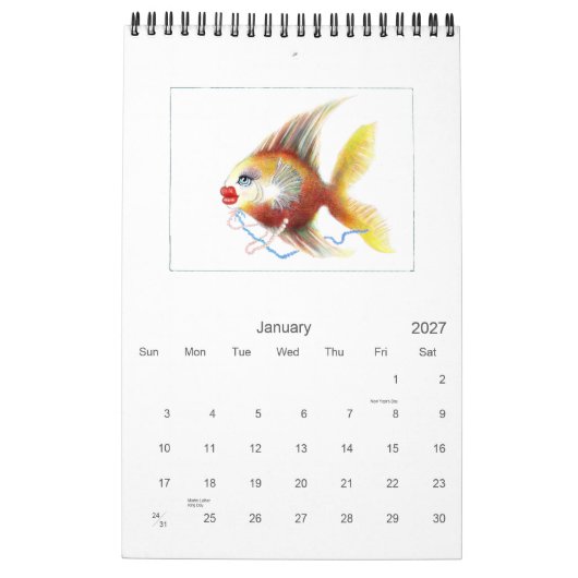 印カスタム刷カレンダー：ファンタジー魚 カレンダー (1月 2027)