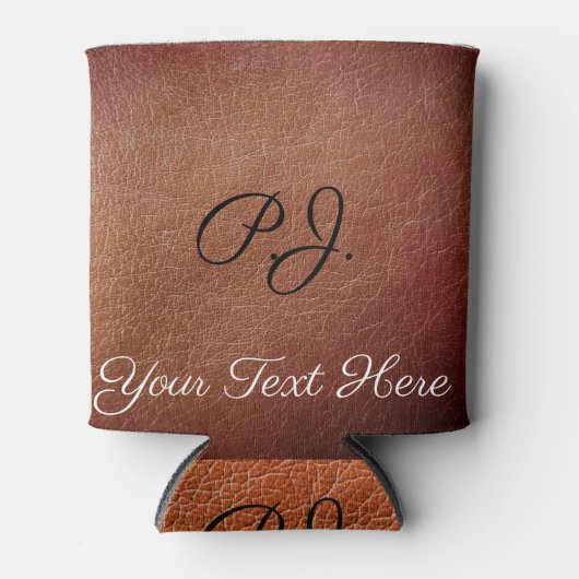 印パーソナライズされた刷フェイク革スツビー保持具 缶クーラー (正面)