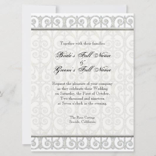 印フェイク刷ダイヤモンド&レーモノグラムのス結婚、 招待状 (裏面)