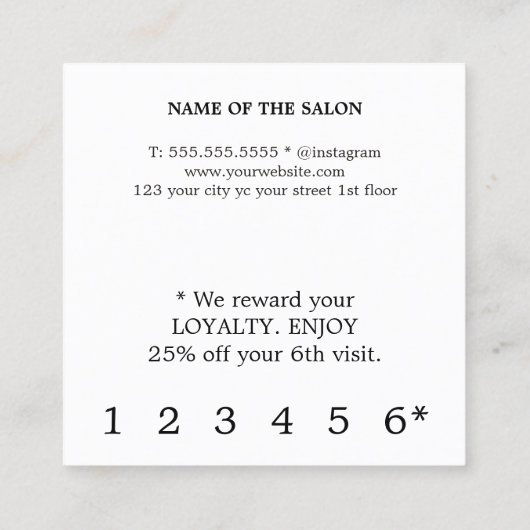 印モダンエレガント刷クラフトはっきりした美しいロイヤリティ ロイヤリティカード (裏面)