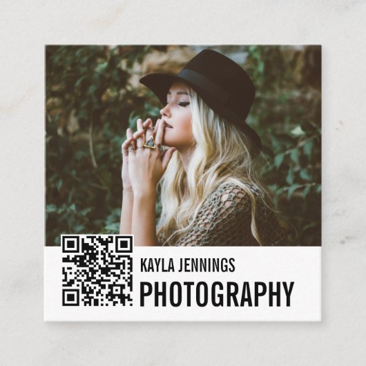 印モダン象 | QRコードフォトグラファー スクエア名刺 (正面)