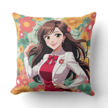 印刷かわいらしされたフローラ背景を持つアニメレディ