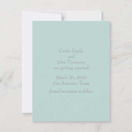 印刷されたアクアミント結晶で日付を保存 セーブザデート (裏面)