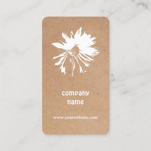 印刷されたエレガントクラフトホワイトフローラ 名刺 (正面)