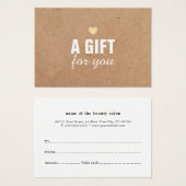 印刷されたエレガントクラフト金ゴールドハートギフト証明書 (正面&裏面)