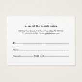 印刷されたエレガントクラフト金ゴールドハートギフト証明書 (裏面)