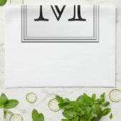 印刷されたカスタムなモノグラム。 白黒。 キッチンタオル (折り畳み)