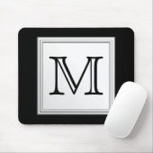 印刷されたカスタムなモノグラム。 黒および淡い色のな灰色 マウスパッド (マウス)