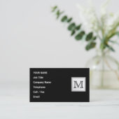 印刷されたカスタムなモノグラム。 黒および淡い色のな灰色 名刺 (スタンド正面)