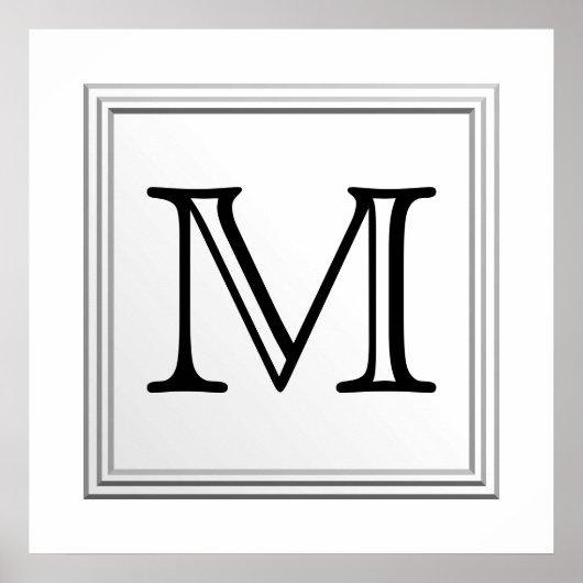 印刷されたカスタムモノグラム白黒。 ポスター (正面)