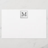 印刷されたカスタムモノグラム白黒。 便箋 (正面)