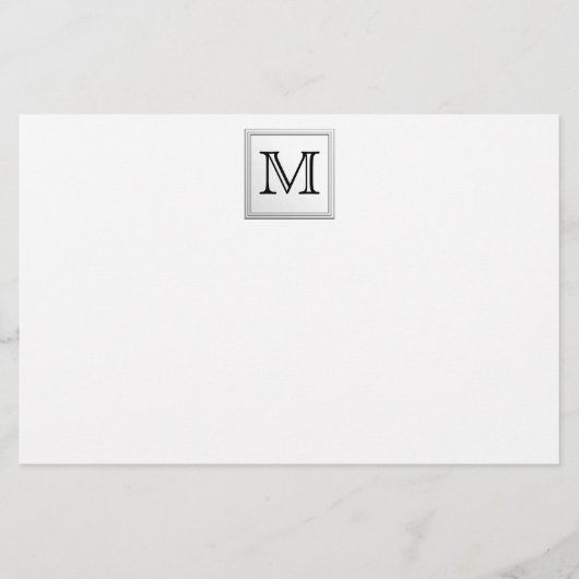 印刷されたカスタムモノグラム白黒。 便箋 (正面)