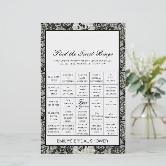 印刷されたゲストビンゴシャワーゲームを検索 (スタンド正面)