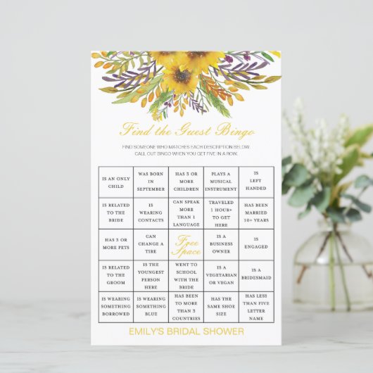 印刷されたゲストビンゴシャワーゲームを検索 (スタンド正面)