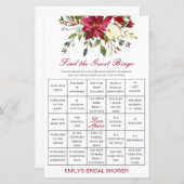 印刷されたゲストビンゴシャワーゲームを検索 (正面/裏面)