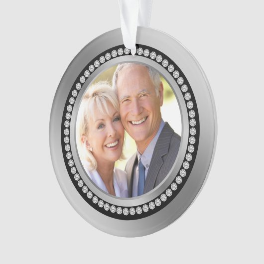 印刷されたダイヤモンドの第25結婚記念日のオーナメント オーナメント (正面)