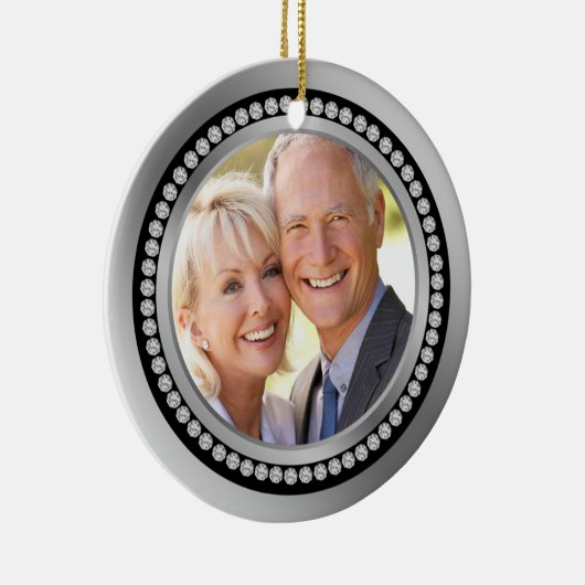 印刷されたダイヤモンドの第25結婚記念日のオーナメント セラミックオーナメント (右)