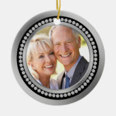 印刷されたダイヤモンドの第25結婚記念日のオーナメント セラミックオーナメント (正面)