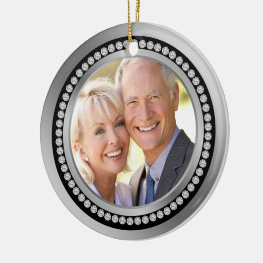 印刷されたダイヤモンドの第25結婚記念日のオーナメント セラミックオーナメント (左)