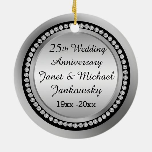 印刷されたダイヤモンドの第25結婚記念日のオーナメント セラミックオーナメント (裏面)