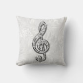 印刷されたダイヤモンド音楽ノートの花柄のダマスク織 クッション (正面)