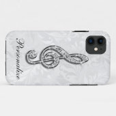 印刷されたダイヤモンド音楽ノートの花柄のダマスク織 Case-Mate iPhoneケース (裏面(横))