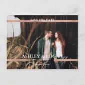 印刷されたバラモダン金ゴールド結婚式の日付の保存 案内ポストカード (正面)