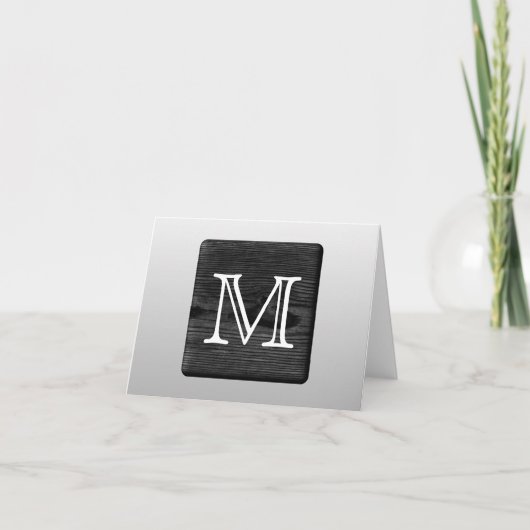 印刷されたパターンおよびカスタムの手紙。 白黒 ノートカード (正面)