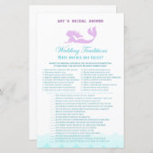 印刷されたマーメイドブライダルシャワーゲーム，ウェディングシャワー (正面/裏面)