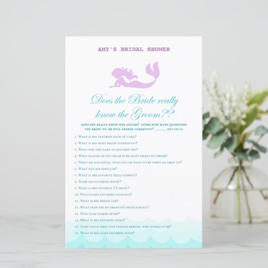 印刷されたマーメイドブライダルシャワーゲーム，ウェディングシャワー (スタンド正面)